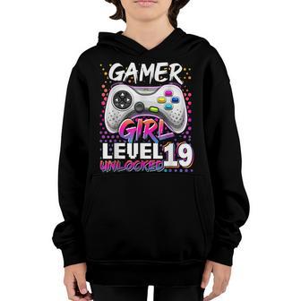 Level 19 Unlocked Video Game 19Th Birthday Gamer Youth Hoodie - Thegiftio UK