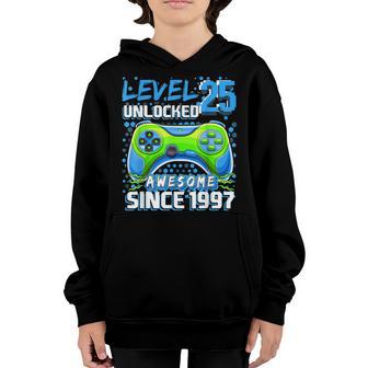 Level 25 Unlocked Awesome 1997 Video Game 25Th Birthday Youth Hoodie - Thegiftio UK
