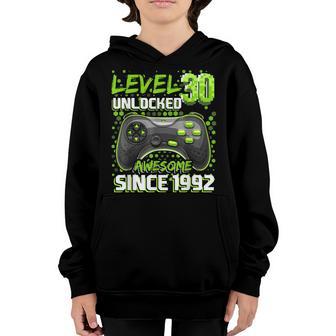 Level 30 Unlocked Awesome 1992 Video Game 30Th Birthday Youth Hoodie - Thegiftio UK