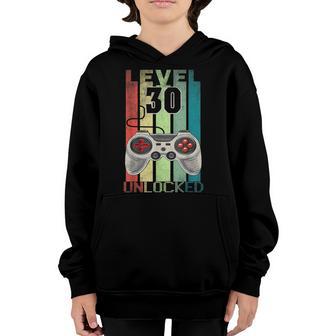 Level 30 Unlocked Funny Video Gamer 30Th Birthday Boy Gifts Youth Hoodie - Thegiftio UK
