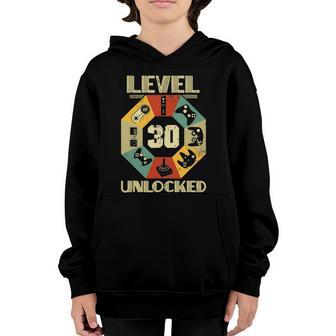 Level 30 Unlocked Video Gamer 30Th Birthday Tshirt Graphic Design Printed Casual Daily Basic Youth Hoodie - Thegiftio UK