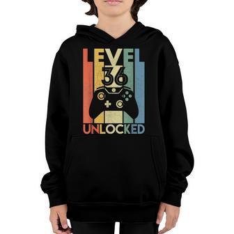 Level 36 Unlocked Funny Video Gamer 36Th Birthday Gift Youth Hoodie - Thegiftio UK