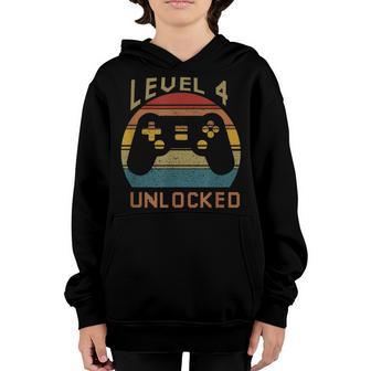 Level 4 Unlockd 4Th Birthday Boy 4 Year Old Video Games Youth Hoodie - Thegiftio UK