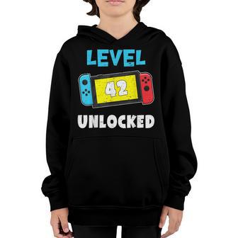 Level 42 Unlocked Vintage Contoller Video Games Lovers Gift Youth Hoodie - Thegiftio UK