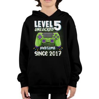 Level 5 Unlocked Awesome 2017 Video Game 5Th Birthday Youth Hoodie - Thegiftio UK