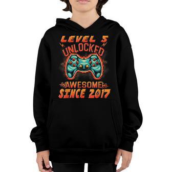 Level 5 Unlocked Awesome Since 2017 Gaming Gift Kids Boys Youth Hoodie - Thegiftio UK