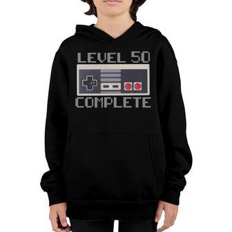 Level 50 Complete Retro Gamer 50Th Birthday Graphic Design Printed Casual Daily Basic Youth Hoodie - Thegiftio UK