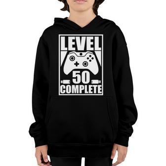 Level 50 Complete Video Gamer 50Th Birthday Graphic Design Printed Casual Daily Basic Youth Hoodie - Thegiftio UK