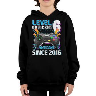 Level 6 Unlocked Awesome 2016 Video Game 6Th Birthday V2 Youth Hoodie - Thegiftio UK