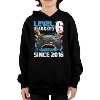 Level 6 Unlocked Awesome 2016 Video Game 6Th Birthday Youth Hoodie - Thegiftio UK