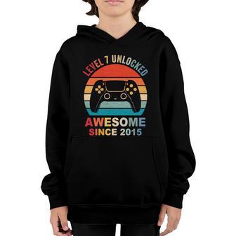 Level 7 Unlocked Awesome 2015 Video Game 7Th Birthday Boy Gift Graphic Design Printed Casual Daily Basic Youth Hoodie - Thegiftio UK