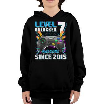 Level 7 Unlocked Awesome 2015 Video Game 7Th Birthday V2 Youth Hoodie - Thegiftio UK