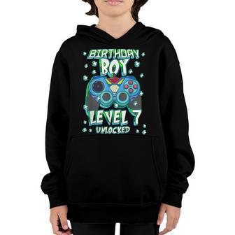 Level 7 Unlocked Gamer 7Th Birthday Video Game Lovers Youth Hoodie - Thegiftio UK