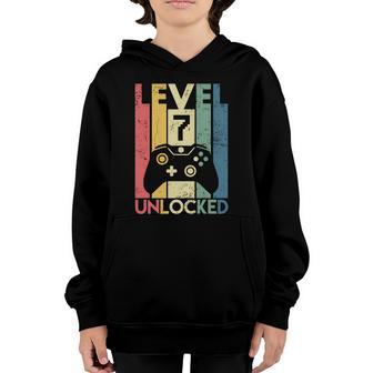 Level 7 Unlocked Shirt Funny Video Gamer 7Th Birthday Gift Graphic Design Printed Casual Daily Basic Youth Hoodie - Thegiftio UK