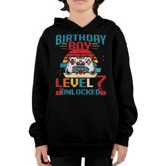 Level 7 Unlocked Video Game 7Th Birthday Gamer Boys Youth Hoodie - Thegiftio UK