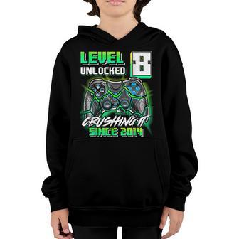 Level 8 Unlocked Crushing It 2014 Video Game 8Th Birthday Youth Hoodie - Thegiftio UK