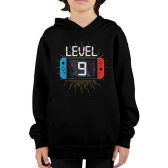 Level 9 Birthday Boy 9 Year Old Video Games Gaming Gift Graphic Design Printed Casual Daily Basic Youth Hoodie - Thegiftio UK