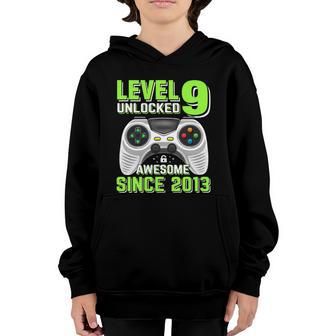 Level 9 Unlocked Awesome 2013 Video Game 9Th Birthday Boy Great Gift Graphic Design Printed Casual Daily Basic Youth Hoodie - Thegiftio UK