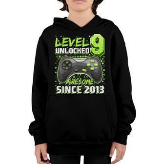 Level 9 Unlocked Awesome 2013 Video Game 9Th Birthday Boy V2 Youth Hoodie - Thegiftio UK