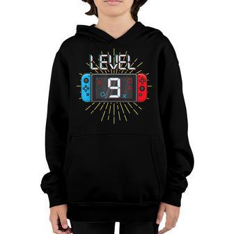 Level 9 Unlocked Gamer 9Th Birthday Gift Video Game Lovers Youth Hoodie - Thegiftio UK