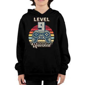 Level 9 Unlocked Video Game 9Th Birthday Gamer Boys V2 Youth Hoodie - Thegiftio UK