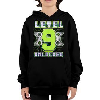 Level 9 Unlocked Video Game 9Th Birthday Gamer Boys Youth Hoodie - Thegiftio UK