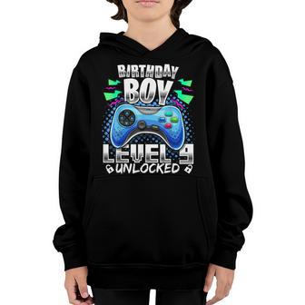 Level 9 Unlocked Video Game 9Th Birthday Gamer Gifts Boys Youth Hoodie - Thegiftio UK