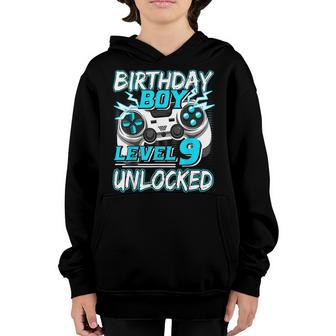 Level 9 Unlocked Video Game Birthday Gamer Boys Youth Hoodie - Thegiftio UK