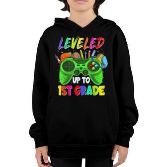 Leveled Up To 1St Grade Gamer Back To School First Day Boys Youth Hoodie - Thegiftio UK