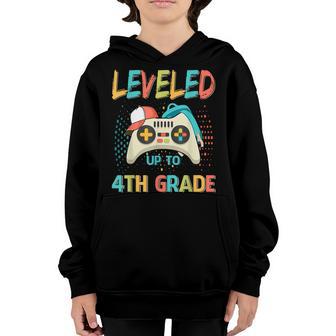 Leveled Up To 4Th Grade Gamer Back To School First Day Boys V3 Youth Hoodie - Thegiftio UK