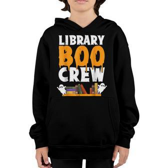 Library Boo Crew School Funny Halloween Library Book Lovers Youth Hoodie - Thegiftio UK