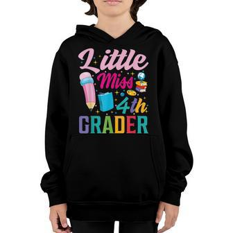 Little Miss 4Th Grade Grader Girls 1St Day Back To School Youth Hoodie - Seseable