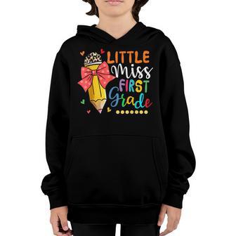 Little Miss First Grade Back To School 1St Grader Leopard Youth Hoodie - Thegiftio UK