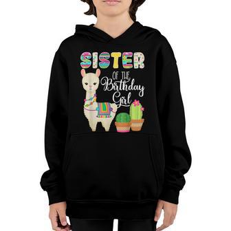 Llama Birthday Sister Of The Birthday Girl Farm Llama Bday Graphic Design Printed Casual Daily Basic Youth Hoodie - Thegiftio UK