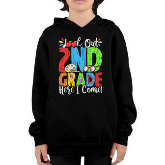 Look Out 2Nd Grade Here I Come First Day Back To School Gift Graphic Design Printed Casual Daily Basic Youth Hoodie - Thegiftio UK
