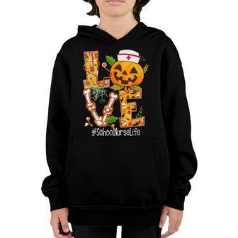 Love Nurse Life Pumpkin Leopard Halloween School Nurse Life Youth Hoodie - Thegiftio UK