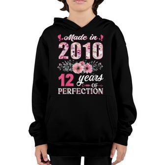 Made In 2010 Floral 12 Year Old 12Th Birthday Gift For Girls Youth Hoodie - Thegiftio UK