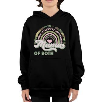 Mama Of Both Camo Leopard Rainbow Boy Mom Girl Mom Gift Graphic Design Printed Casual Daily Basic Youth Hoodie - Thegiftio UK