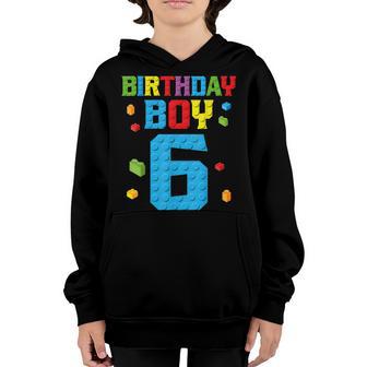 Master Builder 6Th Birthday Boy 6 Six Year Building Bricks Youth Hoodie - Thegiftio UK
