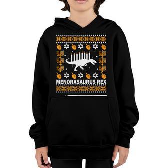 Menorasaurus Rex Dinosaur T Rex Hanukkah Gifts For Boys Kids Youth Hoodie - Thegiftio UK