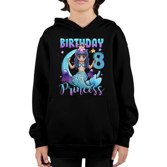 Mermaid Birthday Girl 8 Years Old Mermaid 8Th Birthday Girls Graphic Design Printed Casual Daily Basic Youth Hoodie - Thegiftio UK