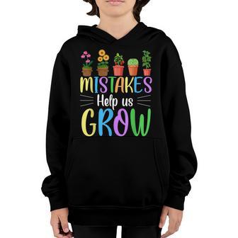 Mistakes Help Us Grow Growth Mindset Teacher Plants Youth Hoodie - Thegiftio UK