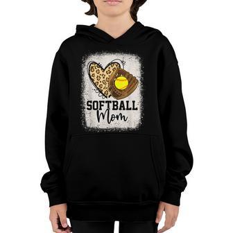 Mom Softball Leopard Softball Game Day Vibes Mothers Day Youth Hoodie - Thegiftio UK