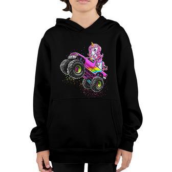 Monster Truck Unicorn Birthday Party Monster Truck Girl Gift Youth Hoodie - Thegiftio UK