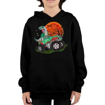 Mummy Dinosaur T Rex Monster Truck Toddler Boys Halloween Youth Hoodie - Thegiftio UK