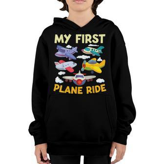 My First Plane Ride My 1St Flight Airplane Kid Youth Hoodie - Seseable