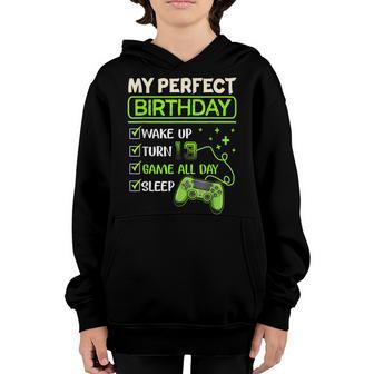 My Perfect Day Video Games Gaming Gifts 13Th Birthday Boys Youth Hoodie - Thegiftio UK