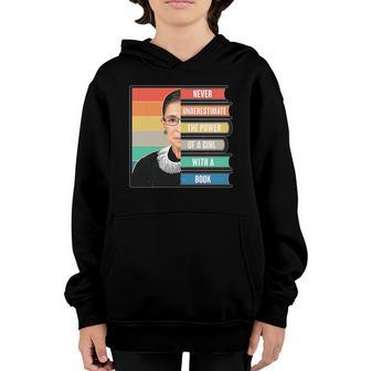Never Underestimate A Girl With A Book Rbg Tribute Graphic Design Printed Casual Daily Basic Youth Hoodie - Thegiftio UK