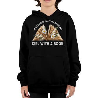 Never Underestimate The Power Of A Girl With Book Reading Youth Hoodie - Thegiftio UK