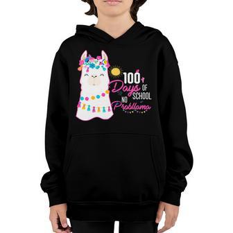 No Probllama 100 Days Of School Graphic Design Printed Casual Daily Basic Youth Hoodie - Thegiftio UK